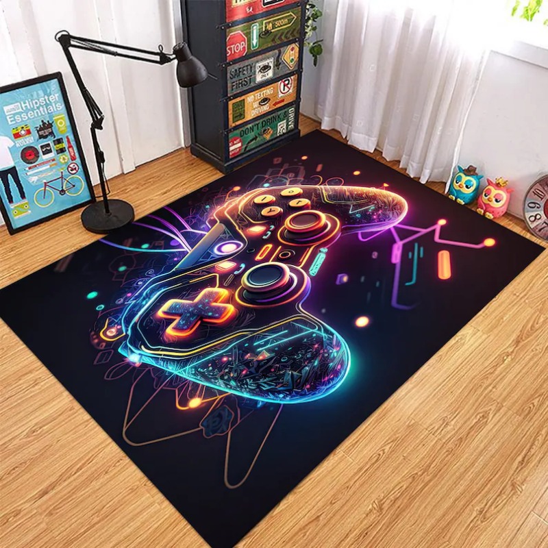 Gaming Hand Accessories - Neon Glow Game Controller Area Rug