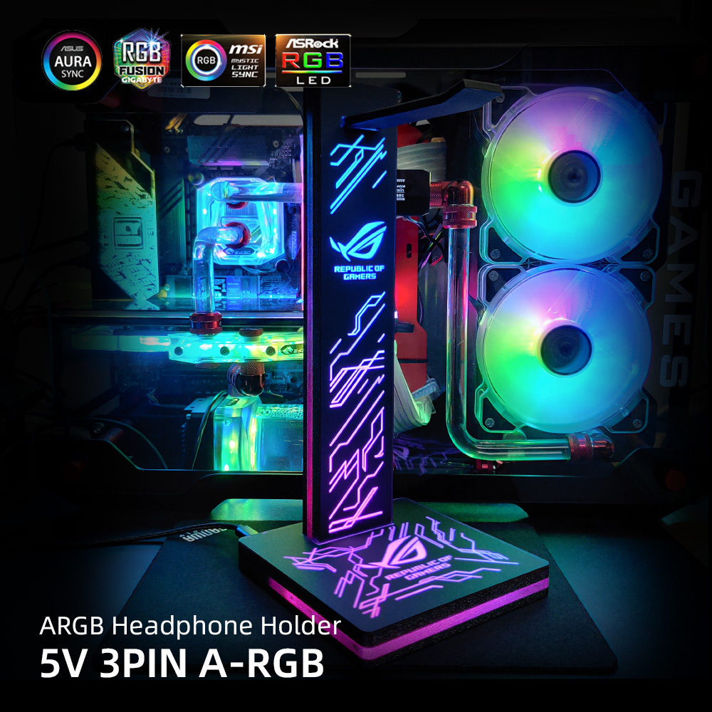 ARGB Headphone Holder PC Light - đánh giá và giá Headset Stand Rgb